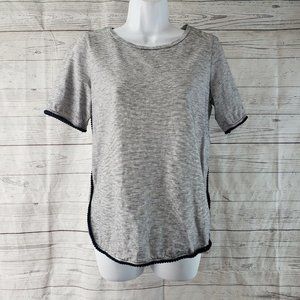 Ann Taylor LOFT Womens Top Sz Small Blue White Short Sleeve